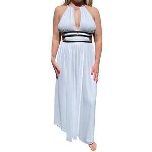 Express Vtg Y2K Goddess Romantic Beach Boho Strappy Cut-Out Chiffon Maxi Dress S